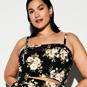 The Occasion by ON Crop Black Floral Crop Top NEW Size XXL